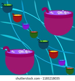 Halloween pot with potion night vector