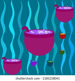 Halloween pot with potion night vector