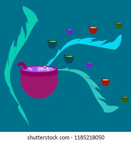 Halloween pot with potion night vector