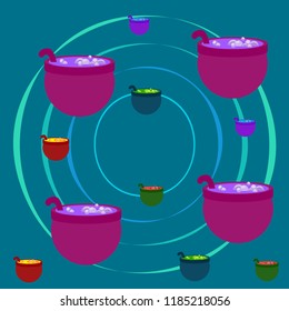 Halloween pot with potion night vector