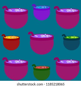 Halloween pot with potion night vector