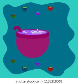 Halloween pot with potion night vector