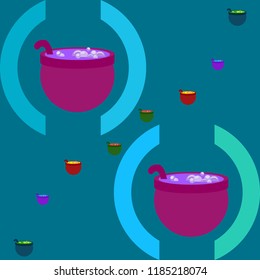 Halloween pot with potion night vector