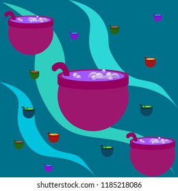 Halloween pot with potion night vector