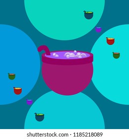 Halloween pot with potion night vector