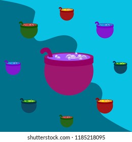 Halloween pot with potion night vector