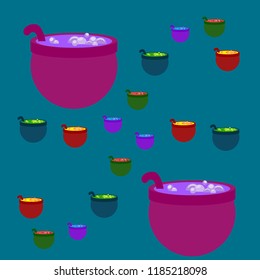Halloween pot with potion night vector