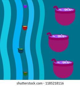Halloween pot with potion night vector