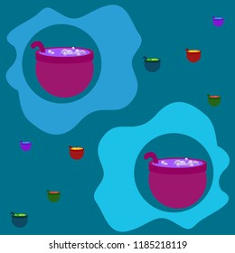 Halloween pot with potion night vector