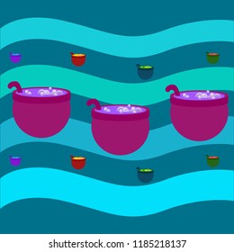 Halloween pot with potion night vector