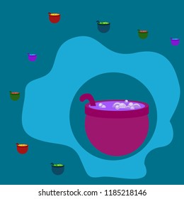 Halloween pot with potion night vector