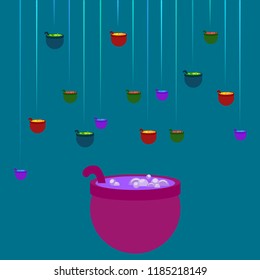 Halloween pot with potion night vector