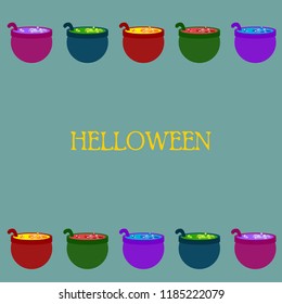 Halloween pot with potion night vector