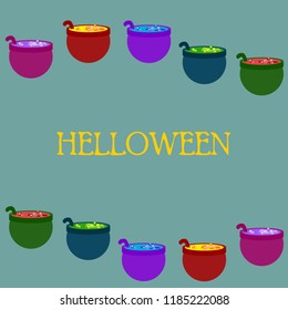 Halloween pot with potion night vector