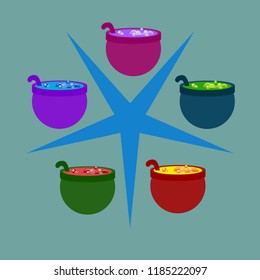 Halloween pot with potion night vector