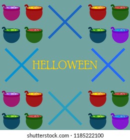 Halloween pot with potion night vector