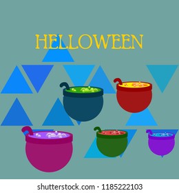 Halloween pot with potion night vector