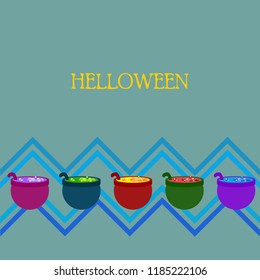 Halloween pot with potion night vector