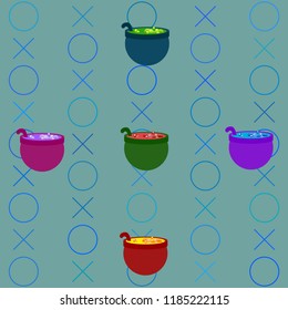 Halloween pot with potion night vector