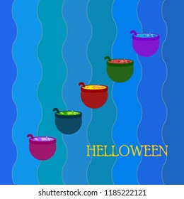 Halloween pot with potion night vector