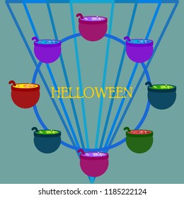Halloween pot with potion night vector
