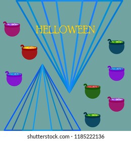 Halloween pot with potion night vector