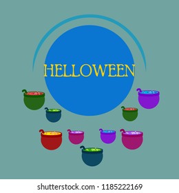 Halloween pot with potion night vector