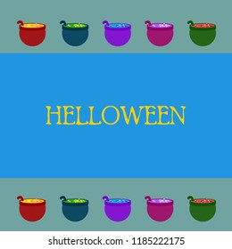 Halloween pot with potion night vector