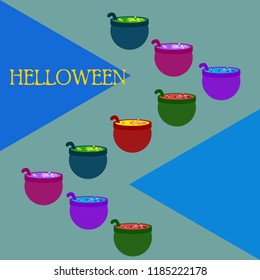 Halloween pot with potion night vector