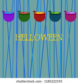 Halloween pot with potion night vector