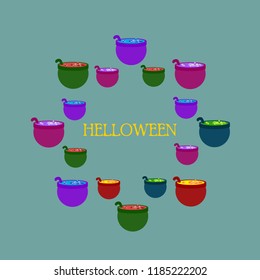 Halloween pot with potion night vector