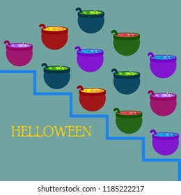 Halloween pot with potion night vector