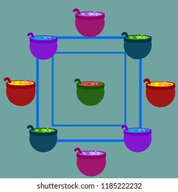 Halloween pot with potion night vector