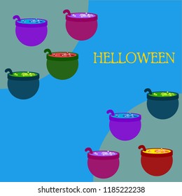 Halloween pot with potion night vector