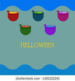Halloween pot with potion night vector