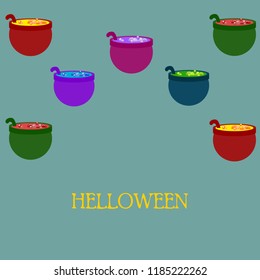 Halloween pot with potion night vector