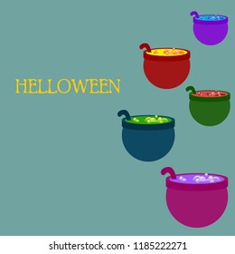 Halloween pot with potion night vector