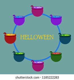 Halloween pot with potion night vector