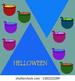 Halloween pot with potion night vector
