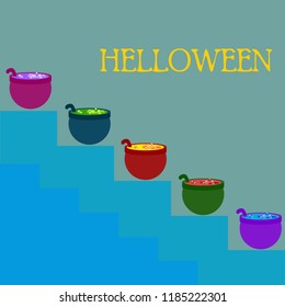 Halloween pot with potion night vector