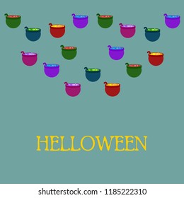 Halloween pot with potion night vector