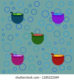 Halloween pot with potion night vector