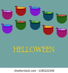 Halloween pot with potion night vector