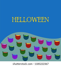 Halloween pot with potion night vector
