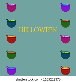 Halloween pot with potion night vector