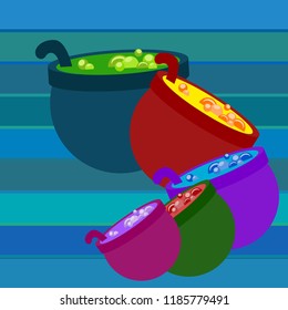 Halloween pot with potion night vector