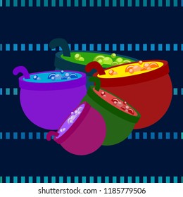 Halloween pot with potion night vector