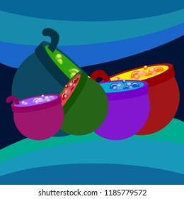 Halloween pot with potion night vector