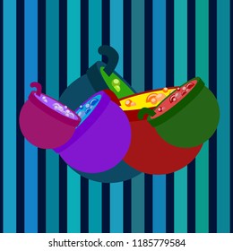 Halloween pot with potion night vector