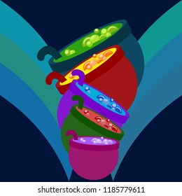 Halloween pot with potion night vector